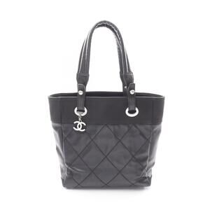 Chanel Paris Biarritz Tote Bag Canvas Leather Black